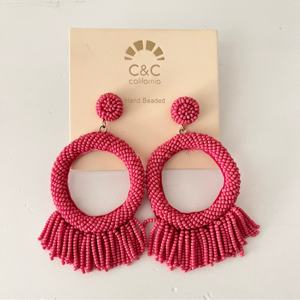 C&C California hand beaded hoop earrings
